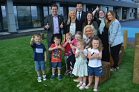 Councillor Clocherty with Councillor Graeme Brooks, Councillor Elizabeth Robertson and staff and children from Kelly Street Children’s Centre.